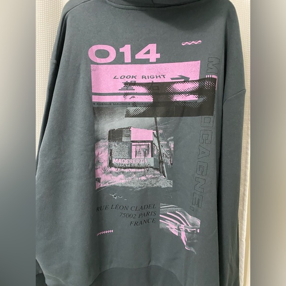 ASOS Collusion Slate Grey Oversized Graphic Pocket Hoodie - size 20 NWOT - Picture 4 of 6